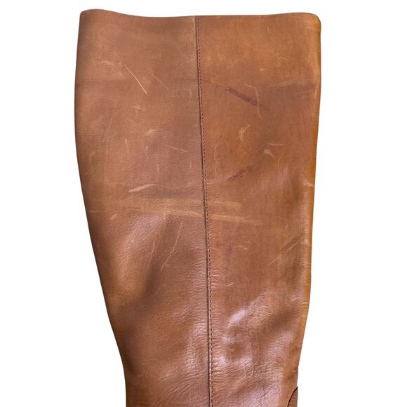 Born Ellendale knee-high Boots Size 7 Cognac Tan Leather Block Heel Chic New - Picture 14 of 15